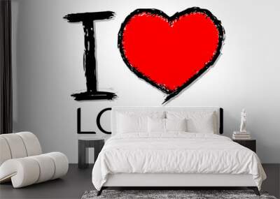 i love you and i love design concept with heart Wall mural