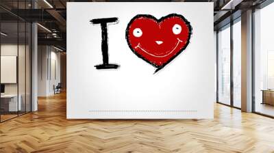 i love you and i love design concept with heart Wall mural