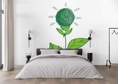 light bulb green eco energy concept, plant growing Wall mural