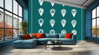 Set of Map Pointer icons for website and communication Wall mural