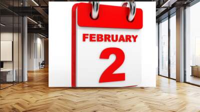 2 february calendar on white background. Wall mural