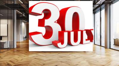 July 30. 3d text on white background. Wall mural