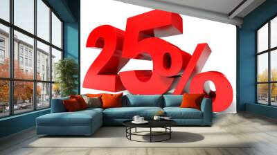 Red twenty five percent off. Discount 25%. Wall mural