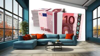 Stacks of money. Ten euros. Wall mural