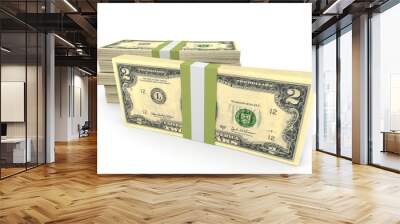 Stacks of money. Two dollars. Wall mural