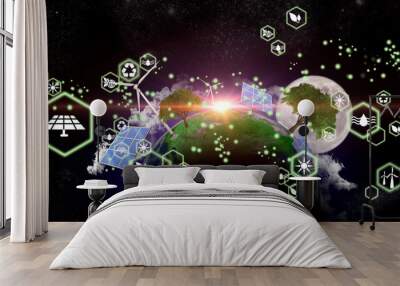 Planet Earth as a green, ecological and renewable energy world concept. Elements of this image furnished by NASA Wall mural