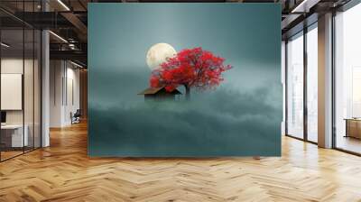 little house under a tree  Wall mural