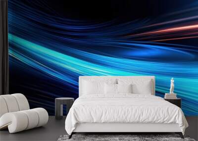 blue abstract background with lines and lights Wall mural