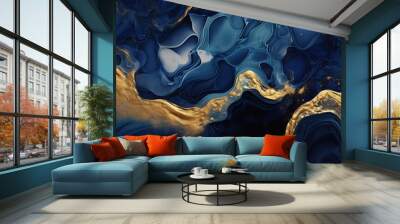 blue and gold liquid swirls beautiful wallpaper Wall mural