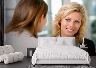 business woman sitting at the table during an interview meeting in the office Wall mural