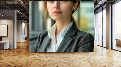 confident businesswoman in modern office, professional portrait of successful female business woman executive Wall mural