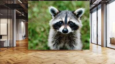 cute raccoon portrait Wall mural