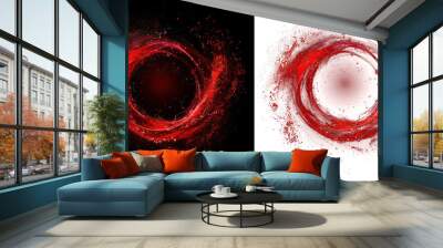 glowing red abstract ring electric particle glow light effect, isolated on transparent and black background, PNG Wall mural