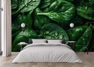 green fresh spinach leafs background Wall mural