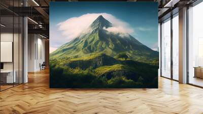 green mountain in autumn Wall mural