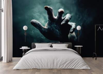 human hand in the smoke from the dark background Wall mural