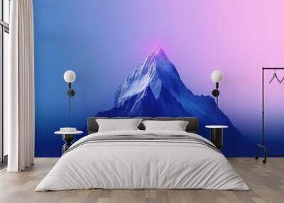 Minimalist background featuring a majestic single mountain peak amidst a breathtaking gradient sky, generative ai beautiful art Wall mural