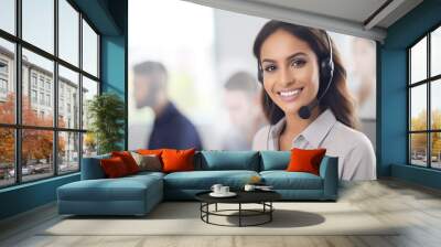 portrait of a smiling customer agent, call center, customer service or support  Wall mural