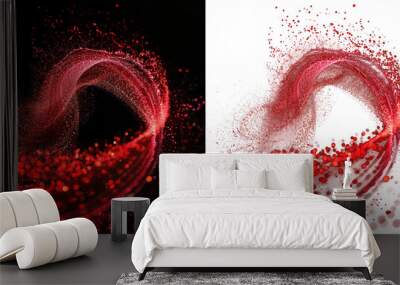 red abstract ring particle effect, swirling particles visual effect layer overlay isolated black and transparent background Wall mural