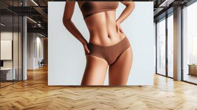 slim and smooth female model posing in lingerie, body care, skin care, beauty fashion ad concept Wall mural