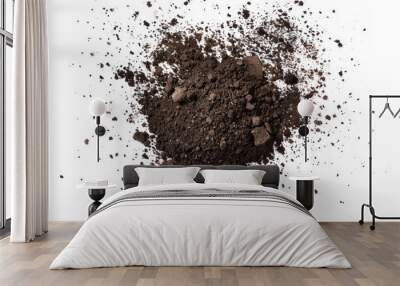 soil dirt flying pile scattered isolated on transparent or white background
 Wall mural