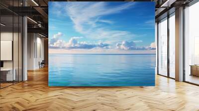 tropical beach panorama, seascape with a wide horizon, showcasing the beautiful expanse of the sky meeting the sea Wall mural