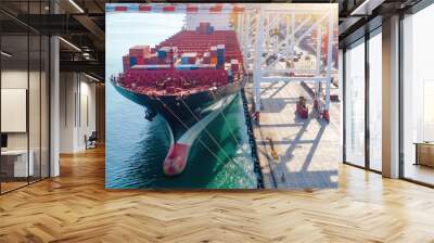 bulk head of the container ship vessel stay in port terminal for loading and discharging operation, transfering cargo shipment from loading port to destination port Wall mural