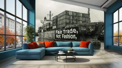 Cargo Ship with Fair Trade Message Wall mural