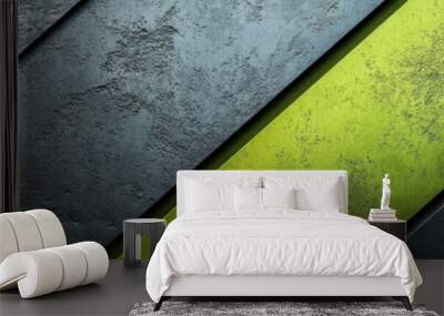 Abstract diagonal pattern of green and gray textured stripes. Wall mural