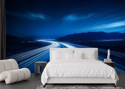 long blue light speed exposure photo Wall mural