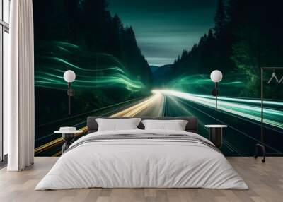 long green light speed exposure photo Wall mural