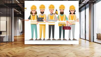 architect, foreman, engineering construction worker in different characte Wall mural