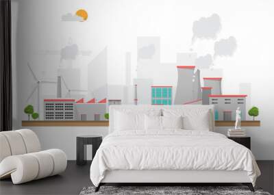 industrial factory in a flat style.vector and illustration of manufacturing building Wall mural