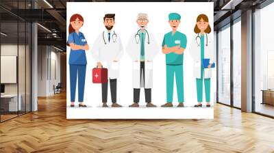 Set of doctor cartoon characters. Medical staff team concept in hospital Wall mural