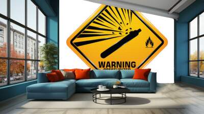 International Pressurized Cylinder Hazard Symbol,Yellow Warning Dangerous icon on white background,Attracting attention Security First sign,Fuel industry manufacturing business concept,Vector,EPS10. Wall mural