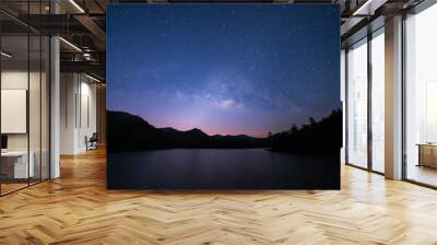 Peaceful starry night sky on the river landscape background Wall mural