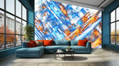 3D illustration of abstract fractal for creative design looks like modern city techno structure. Wall mural