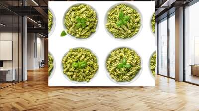 Collection of Bowl Of Pesto Pasta isolated on transparent png background. Generative ai Wall mural