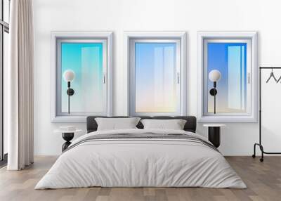 Illustrations of smart window designs for home automation and energy efficiency, isolated on white background Wall mural