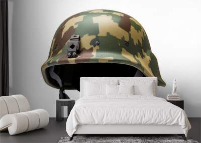 Military Helmet isolated on transparent png background. Generative ai Wall mural