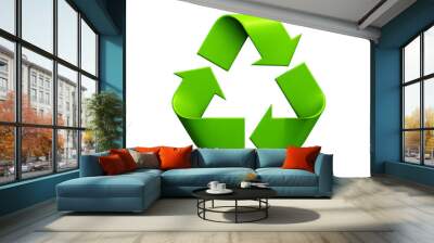 Recycling Symbol isolated on transparent png background. Generative ai Wall mural