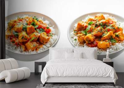 Rice And Curry  isolated on transparent png background collection set . Generative ai Wall mural