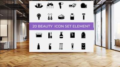 Beauty icon set element glyph style Wall mural