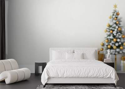  minimalist christmas background with christmas tree and gift boxes Wall mural