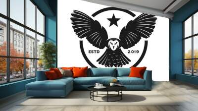 owl logo design with circles Wall mural