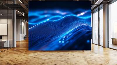 Abstract Blue Light Trails on Dark Background Wall mural