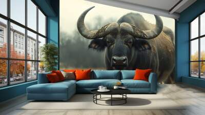 African Buffalo in the Mist Wall mural