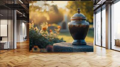 Black Urn in Cemetery Wall mural