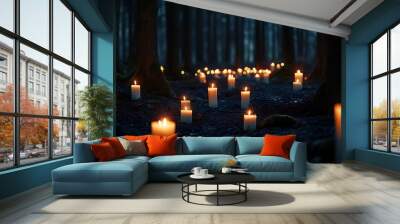 Candles in a Dark Forest Wall mural