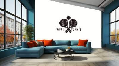 Vintage Paddle Tennis logo, paddle racket and ball logo icon vector on white background Wall mural